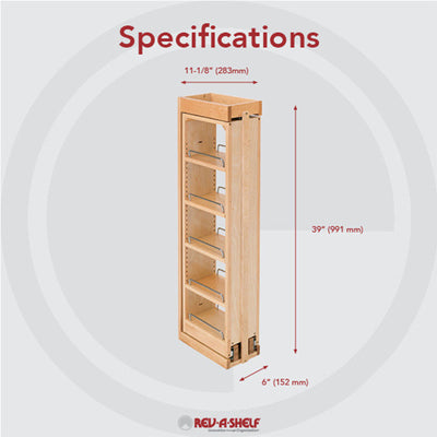 Rev-A-Shelf 432-WF39-6C 6"x39" Pullout Between Cabinet Wall Filler (Open Box)