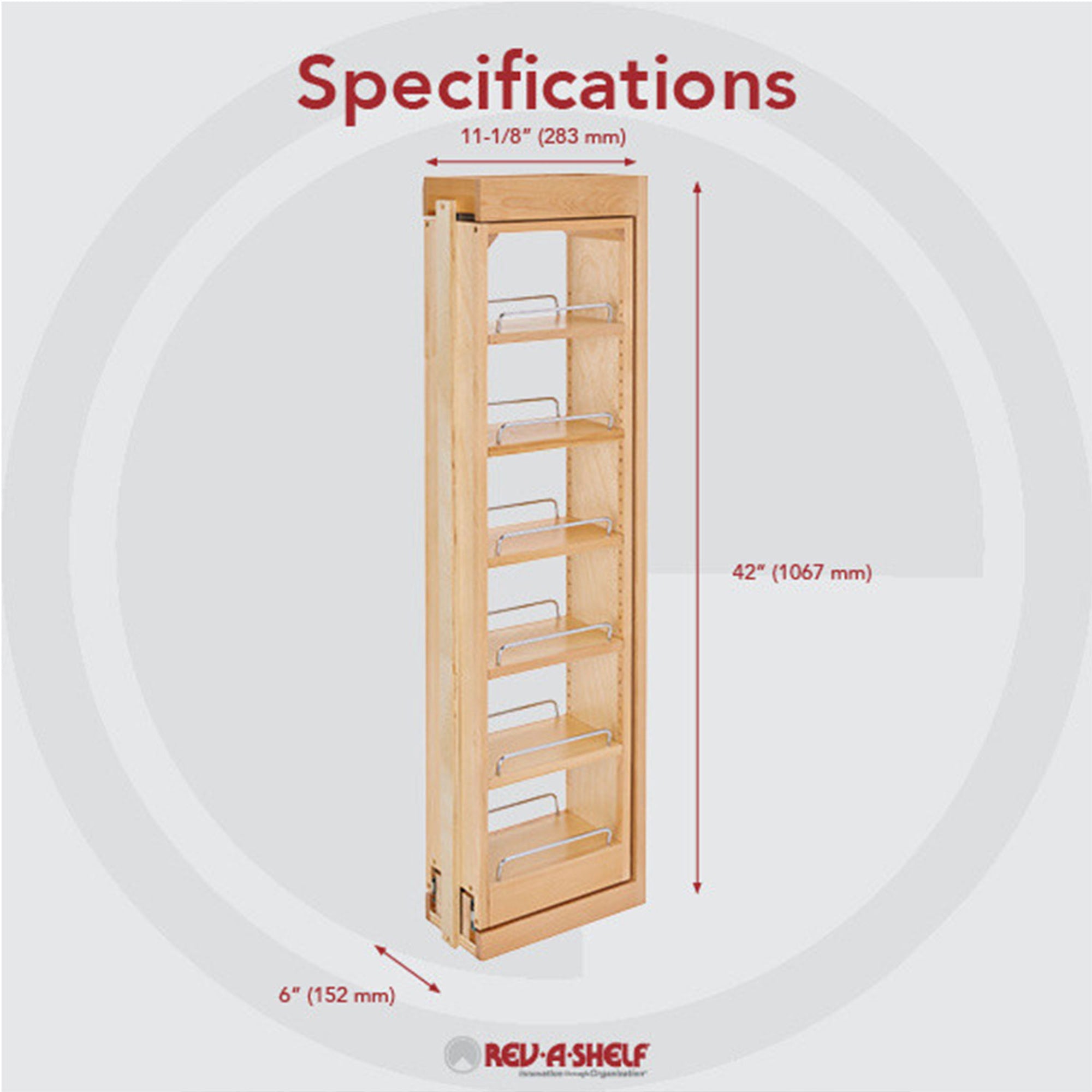 Rev-A-Shelf 6"x42" Pullout Between Cabinet Wall Filler Shelf Storage (Used)