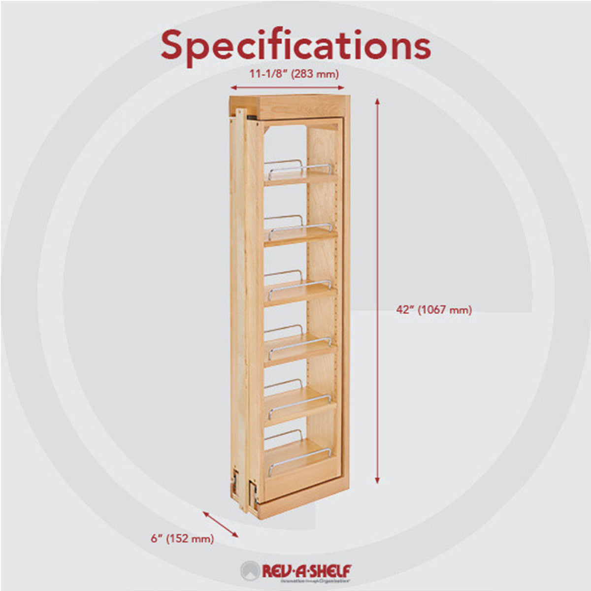 Rev-A-Shelf 432-WF42-6C 6"x42" Pullout Between Cabinet Wall Filler (Open Box)