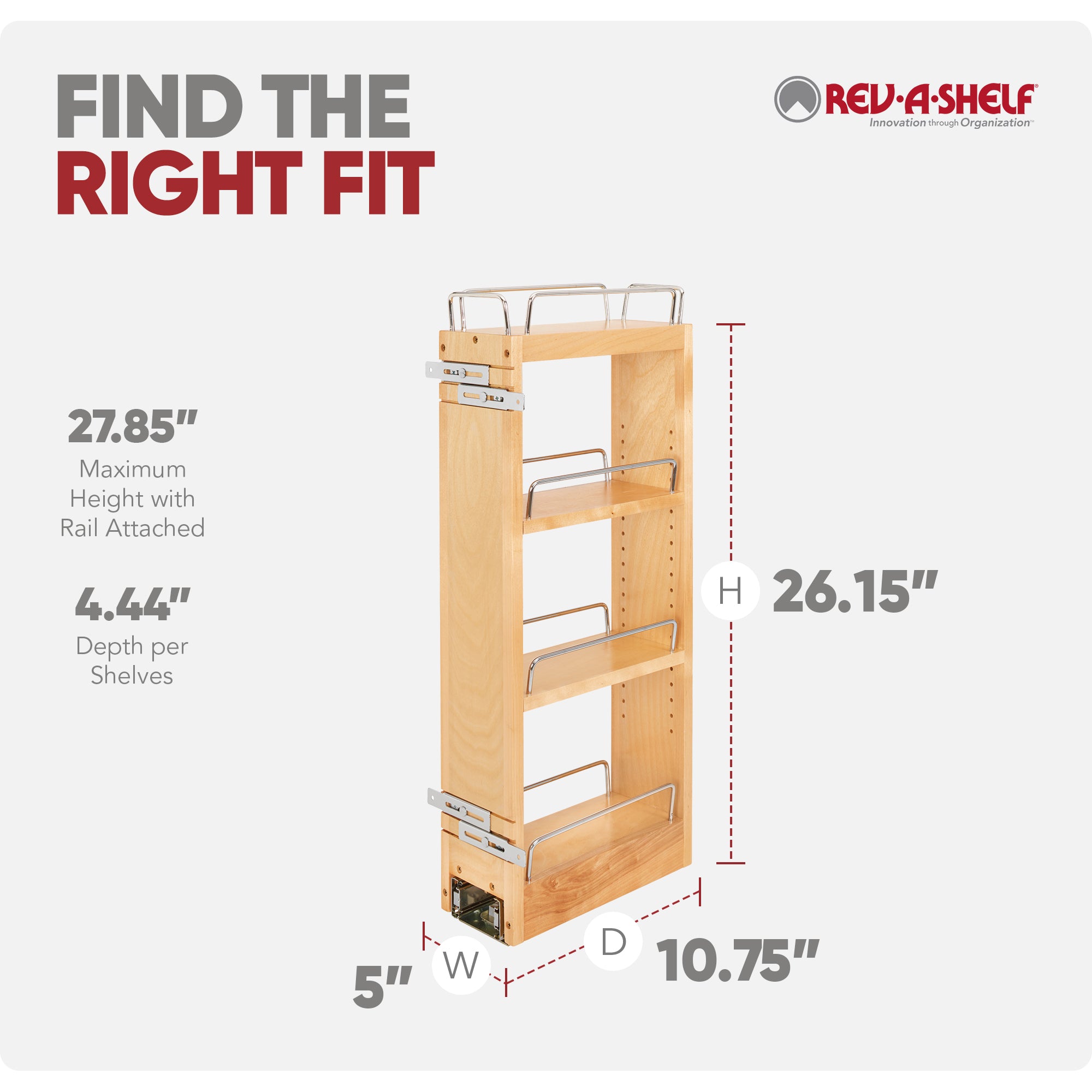 Rev-A-Shelf 5" Pullout Kitchen Cabinet Organizer w/ Soft-close, 448-BBSCWC-5C - VMInnovations