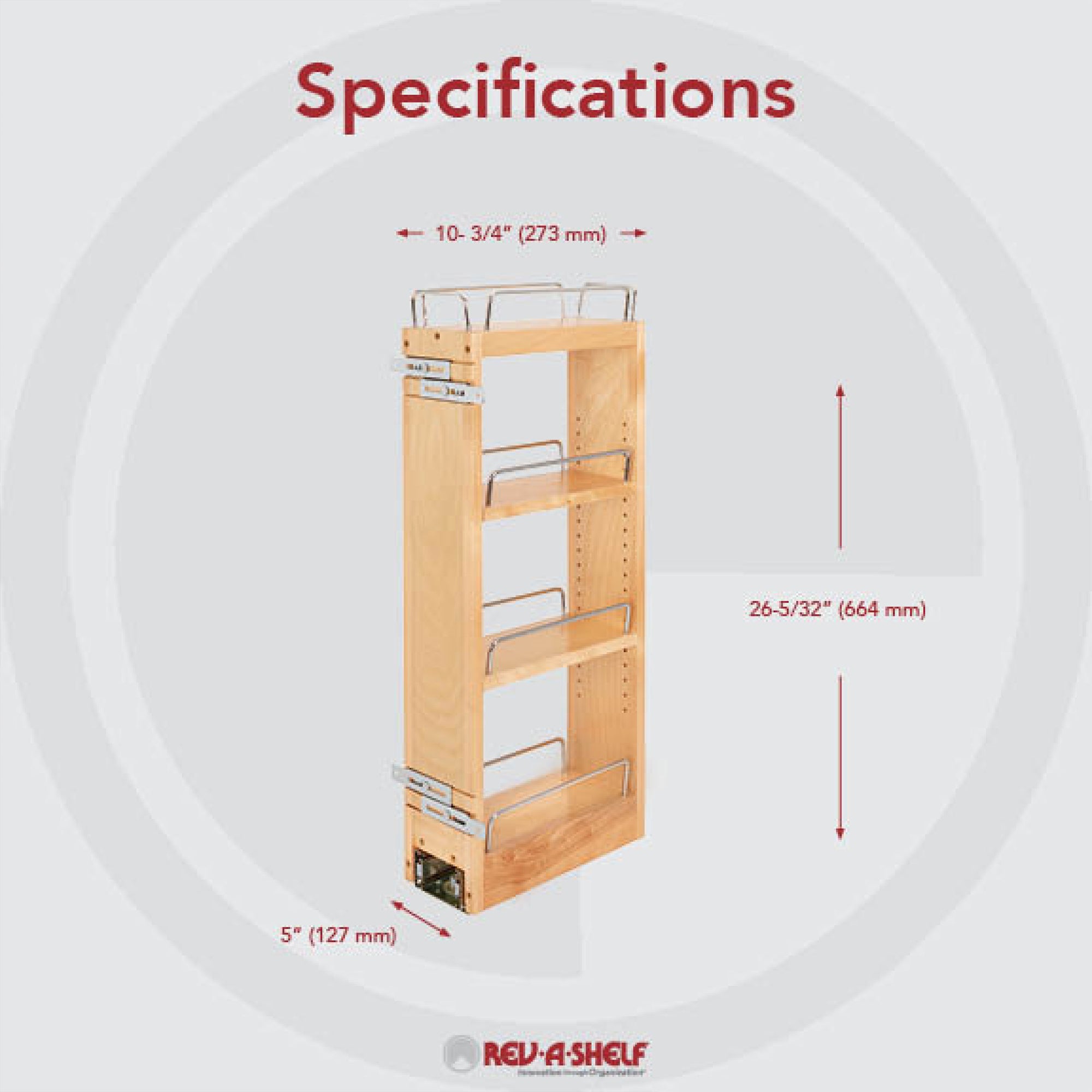 Rev-A-Shelf 5" Pullout Soft Close Cabinet Storage Organizer, Wood (Open Box)