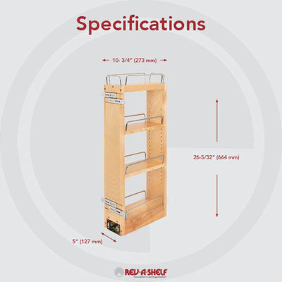 Rev-A-Shelf 5" Pullout Soft Close Cabinet Storage Organizer, Wood (Open Box)
