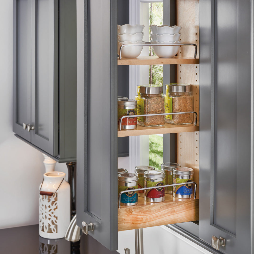 Rev-A-Shelf 8" Pullout Kitchen Wall Cabinet Organizer Soft-close, 448-BBSCWC-8C