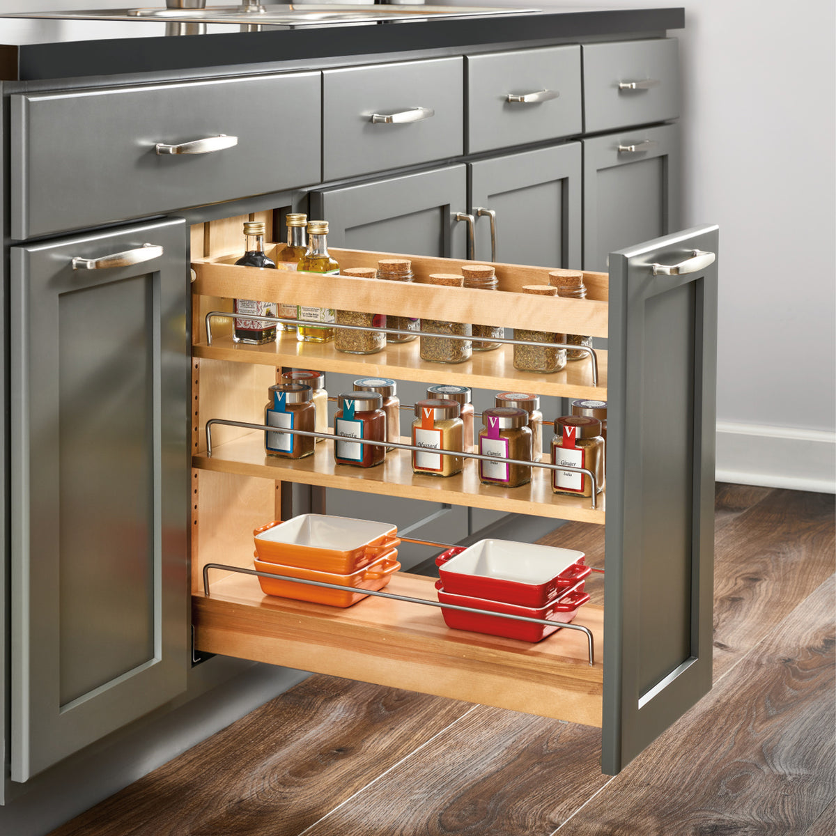 Rev-A-Shelf 448 11 Inch Door/Drawer Base Soft Close Cabinet Organizer (Open Box)