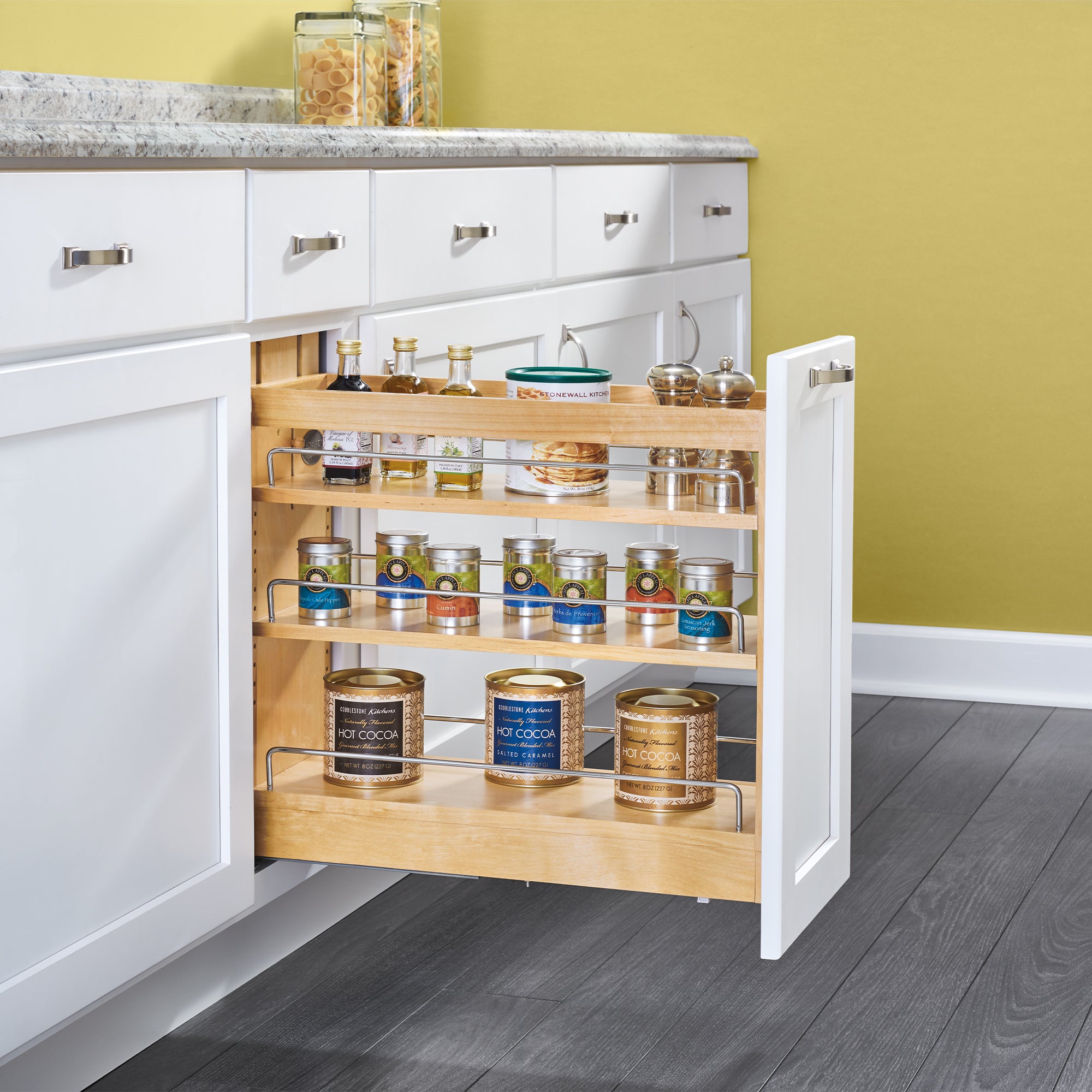 Rev-A-Shelf 8" Door/ Drawer Base Cabinet Organizer Soft-close, 448-BDDSC-8C