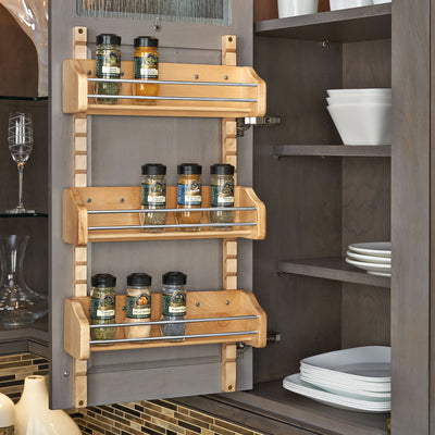 Rev-A-Shelf 4SR-21 Large 3-Shelf Cabinet Door Mount Wood Spice Rack (Open Box)