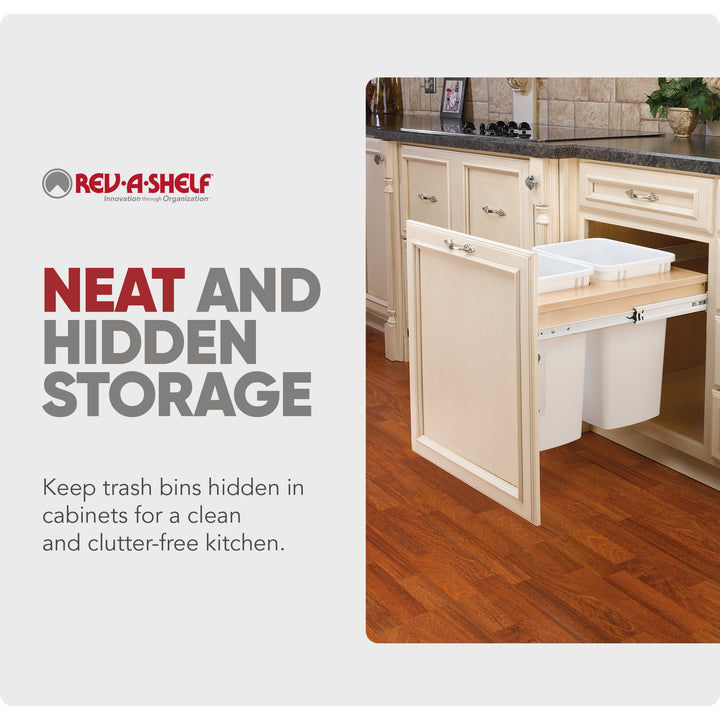 Rev-A-Shelf Double Pullout Top Mount Trash Can 35 qt., White, 4WCTM-24DM2 - VMInnovations