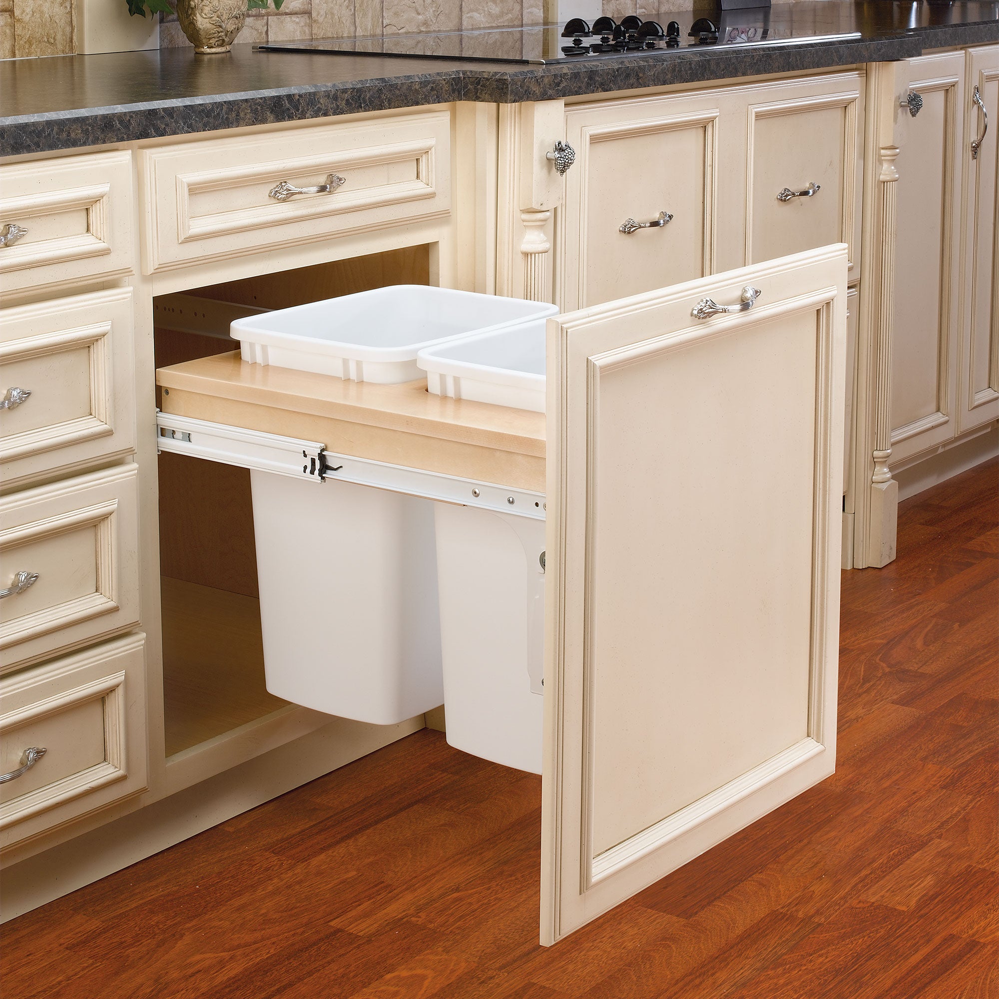 Rev-A-Shelf 4WCTM-24DM2 Double 35-Quart Pullout Waste Container, White (Used)