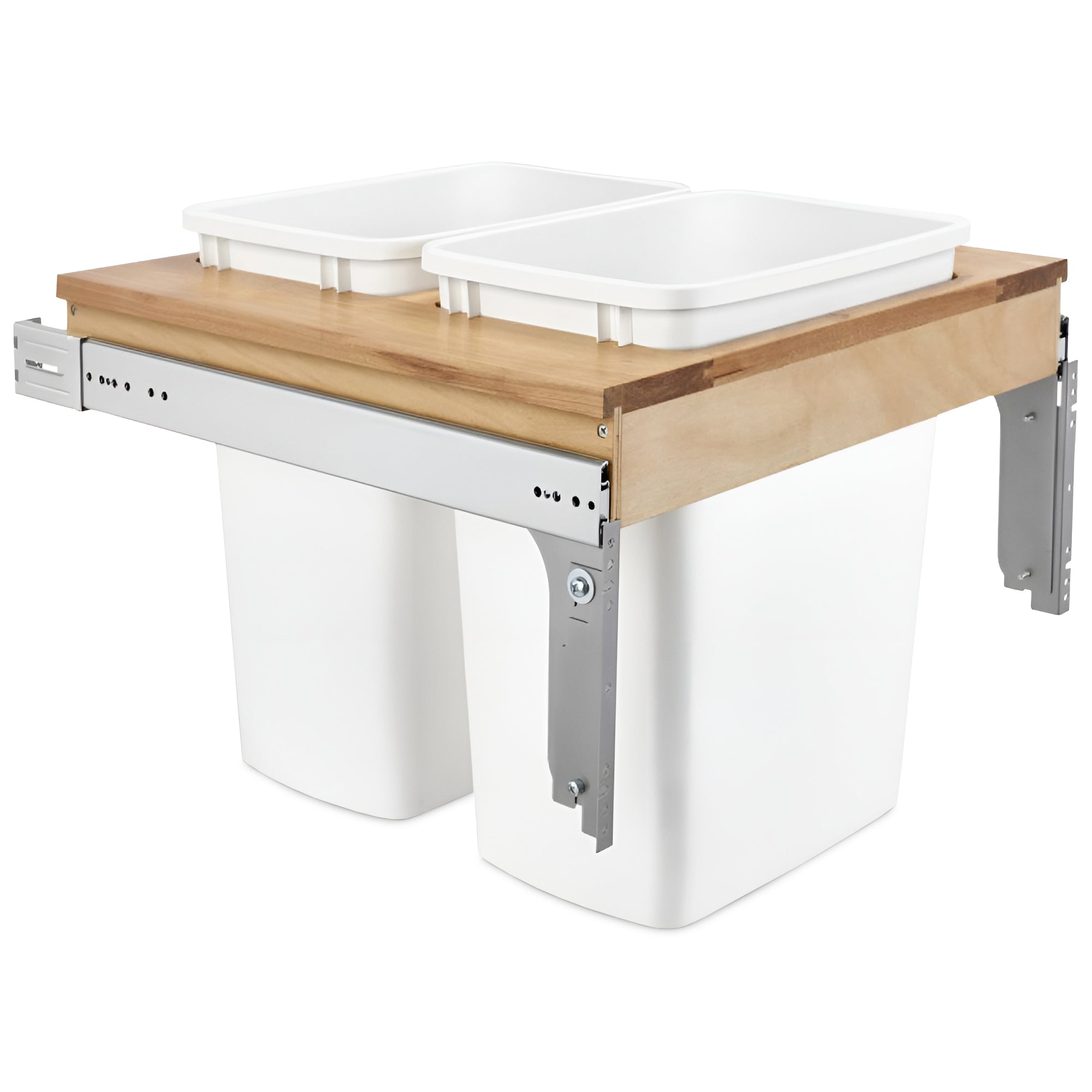 Rev-A-Shelf 4WCTM-24DM2 Double 35-Quart Pullout Waste Container, White (Used)