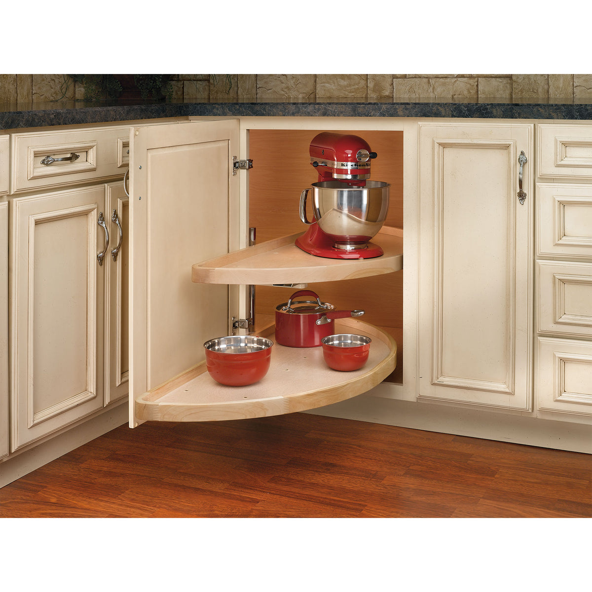 Rev-A-Shelf 32 Inch Wooden Cabinet 2-Shelf Half Moon Lazy Susan (Open Box)
