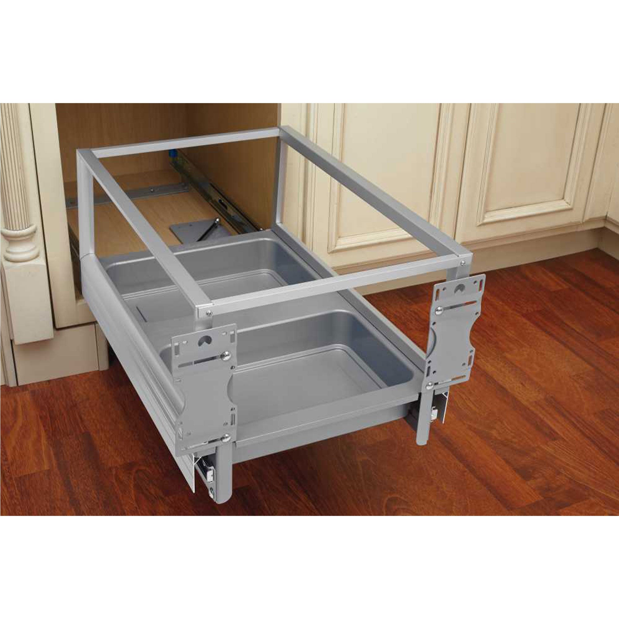 Rev-A-Shelf Pullout Kitchen Trash Can 35 qt. w/ Soft-close, Grey, 5149-15DM18-117 - VMInnovations