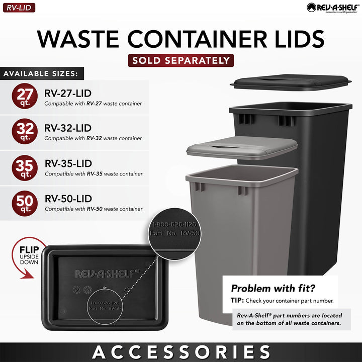 Rev-A-Shelf Pullout Kitchen Trash Can 35 qt. w/ Soft-close, Grey, 5149-15DM18-117