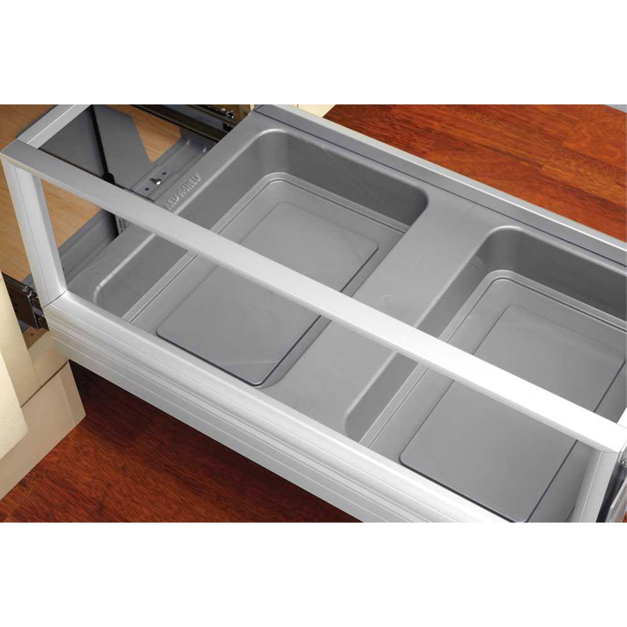 Rev-A-Shelf Pullout Kitchen Trash Can 35 qt. w/ Soft-close, Grey, 5149-15DM18-117 - VMInnovations