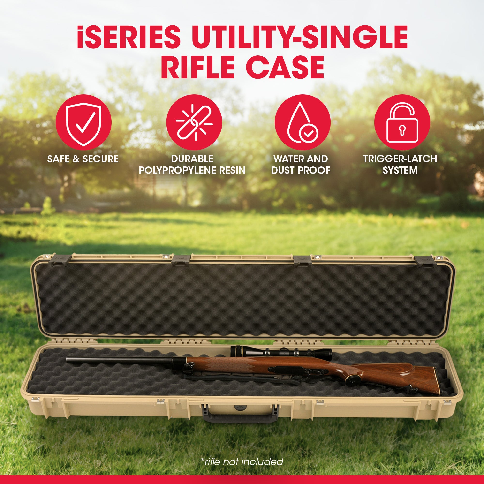 SKB Cases iSeries 4909 Hard Exterior Waterproof Utility Single Rifle Case, Tan - VMInnovations