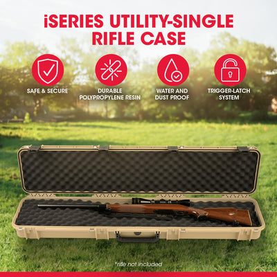 SKB Cases iSeries 4909 Hard Exterior Waterproof Utility Single Rifle Case, Tan - VMInnovations