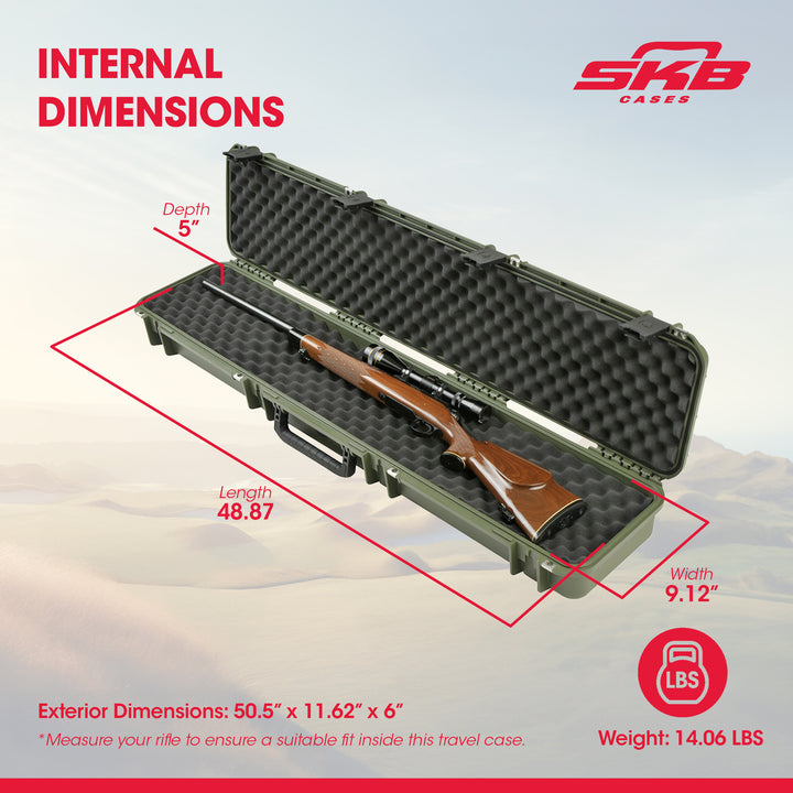 SKB Cases iSeries Hard Exterior Waterproof Utility Rifle Case, Green (Open Box) - VMInnovations