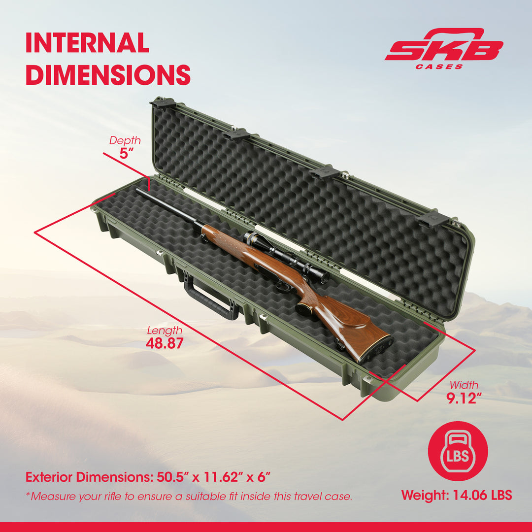 SKB Cases iSeries Hard Exterior Waterproof Utility Rifle Case, Green (Open Box)