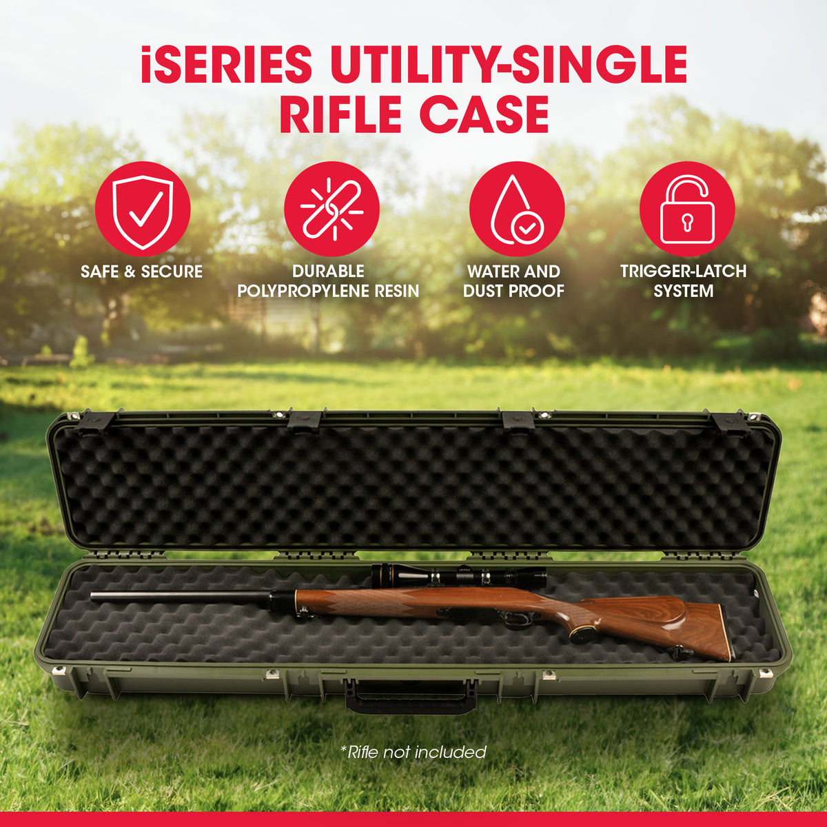 SKB Cases iSeries Hard Exterior Waterproof Utility Rifle Case, Green (Open Box)