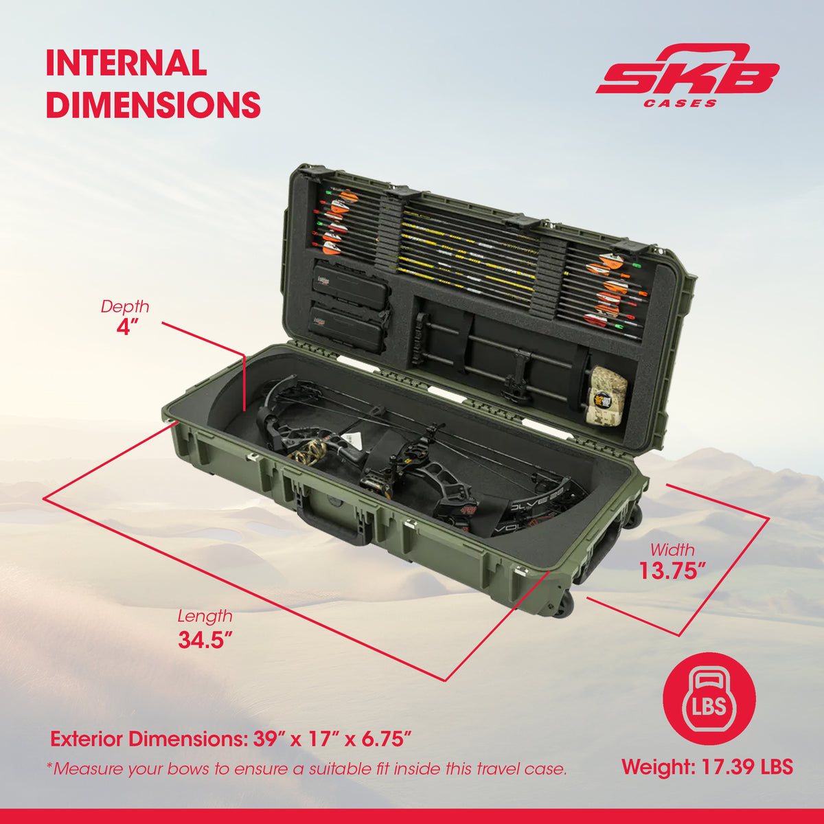 SKB Cases Hard Plastic Exterior Parallel Limb Bow Crossbow Case, Green(Open Box) - VMInnovations