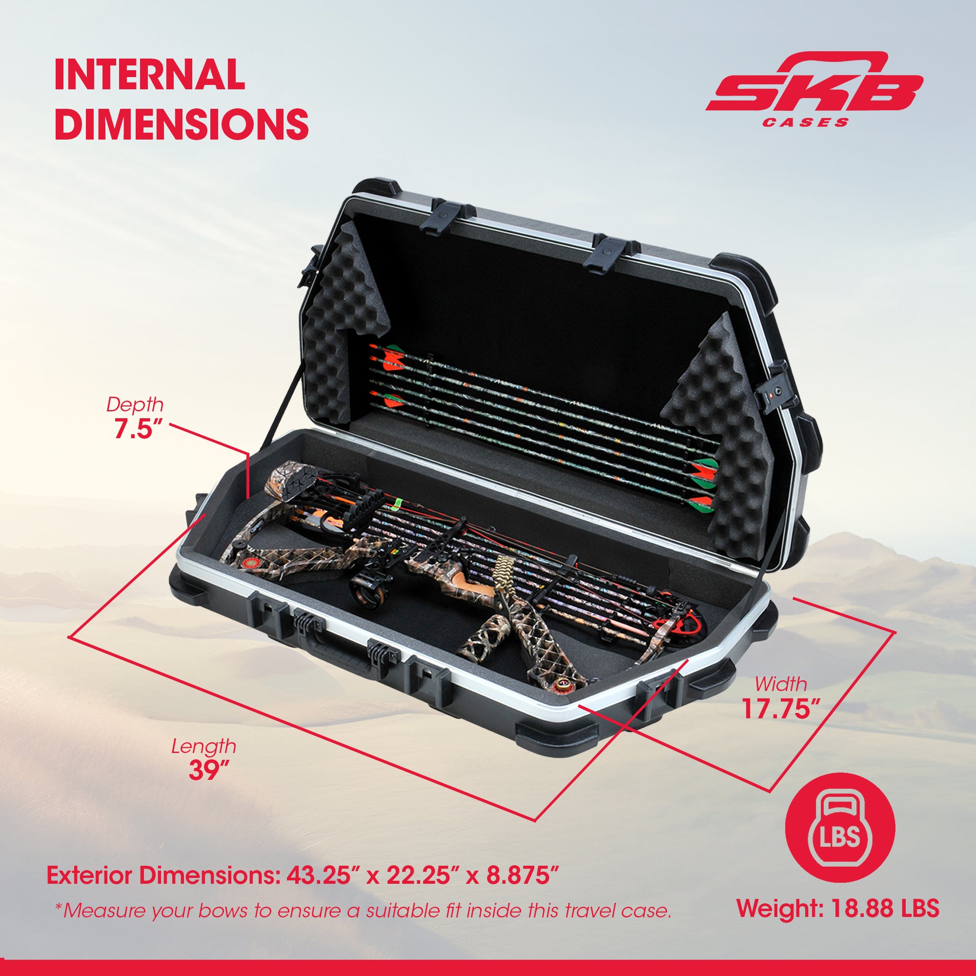 SKB Cases Hard Exterior Waterproof ATA Single Parallel Limb Bow, Black(Open Box) - VMInnovations