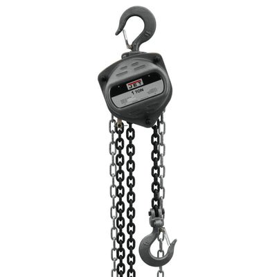 Jet S90-100-15 Contractor 1 Ton Hand Chain Hoist w/ 15 Ft Lift & 2 Hooks (Used)