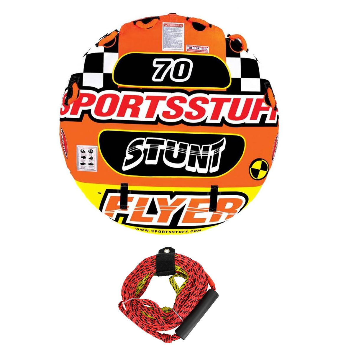 Sportsstuff 53-1651 Stunt Flyer 1-2 Person Inflatable Towable & 50/60' Tube Rope