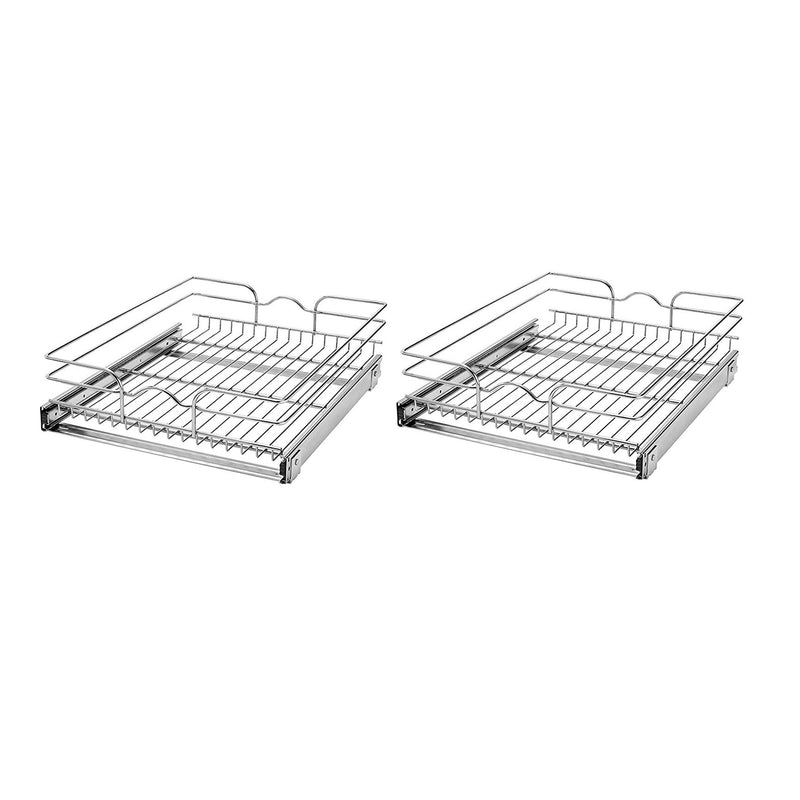 Rev-A-Shelf 18" Wide 22" Deep Base Kitchen Cabinet Pull Out Wire Basket (2 Pack)