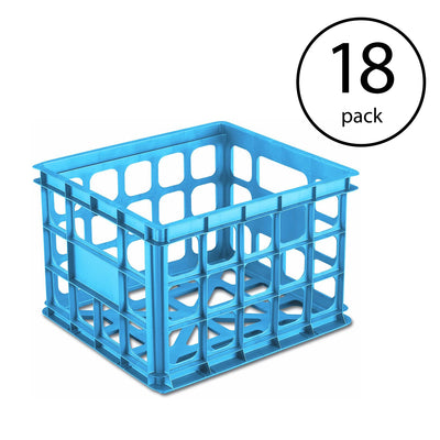 Sterilite 16924306 Mini Plastic File Storage Crate Box, Blue Aquarium (18 Pack)