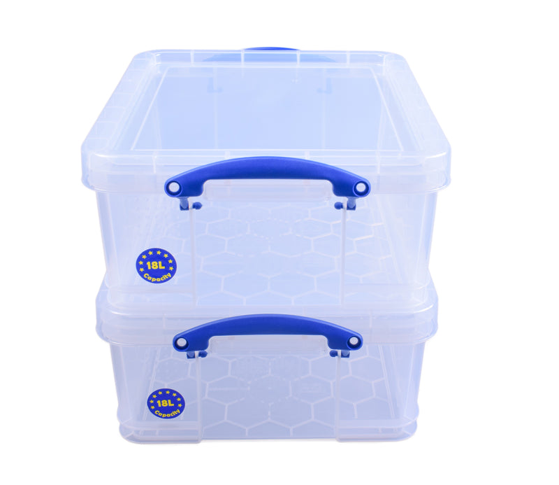 Really Useful Box 18L Container w/Snap Lid & Clip Lock Handle, (2pk) (Open Box)