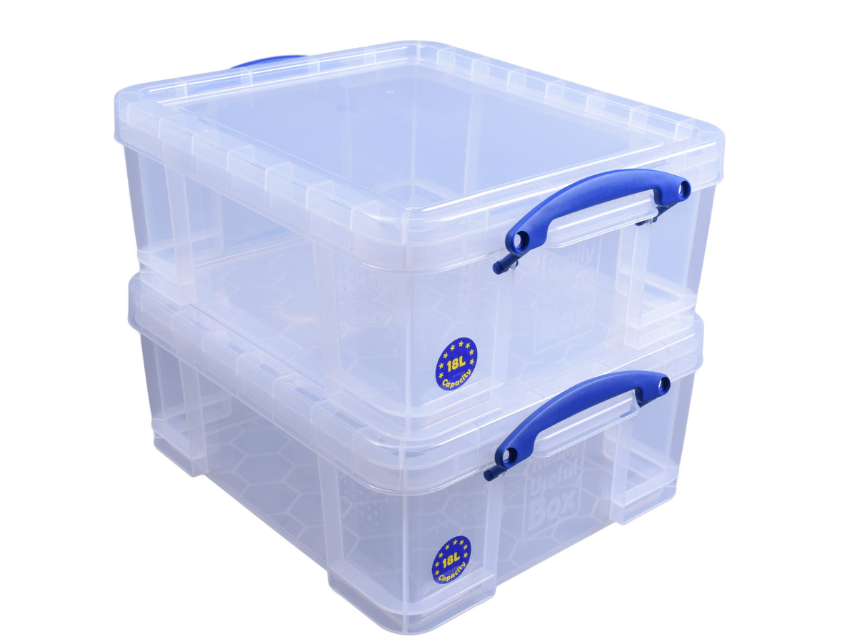 Really Useful Box 18L Container w/Snap Lid & Clip Lock Handle, (2pk) (Open Box)