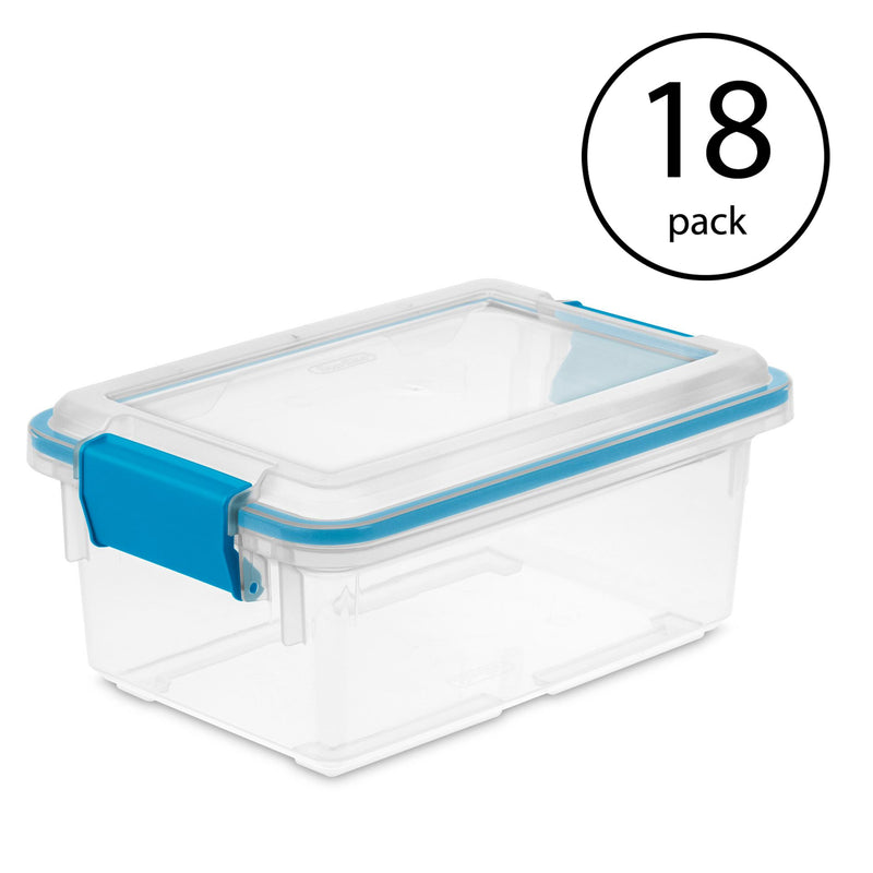 Sterilite 7.5 Quart Clear Plastic Home Storage Box with Latching Lids, (18 Pack)