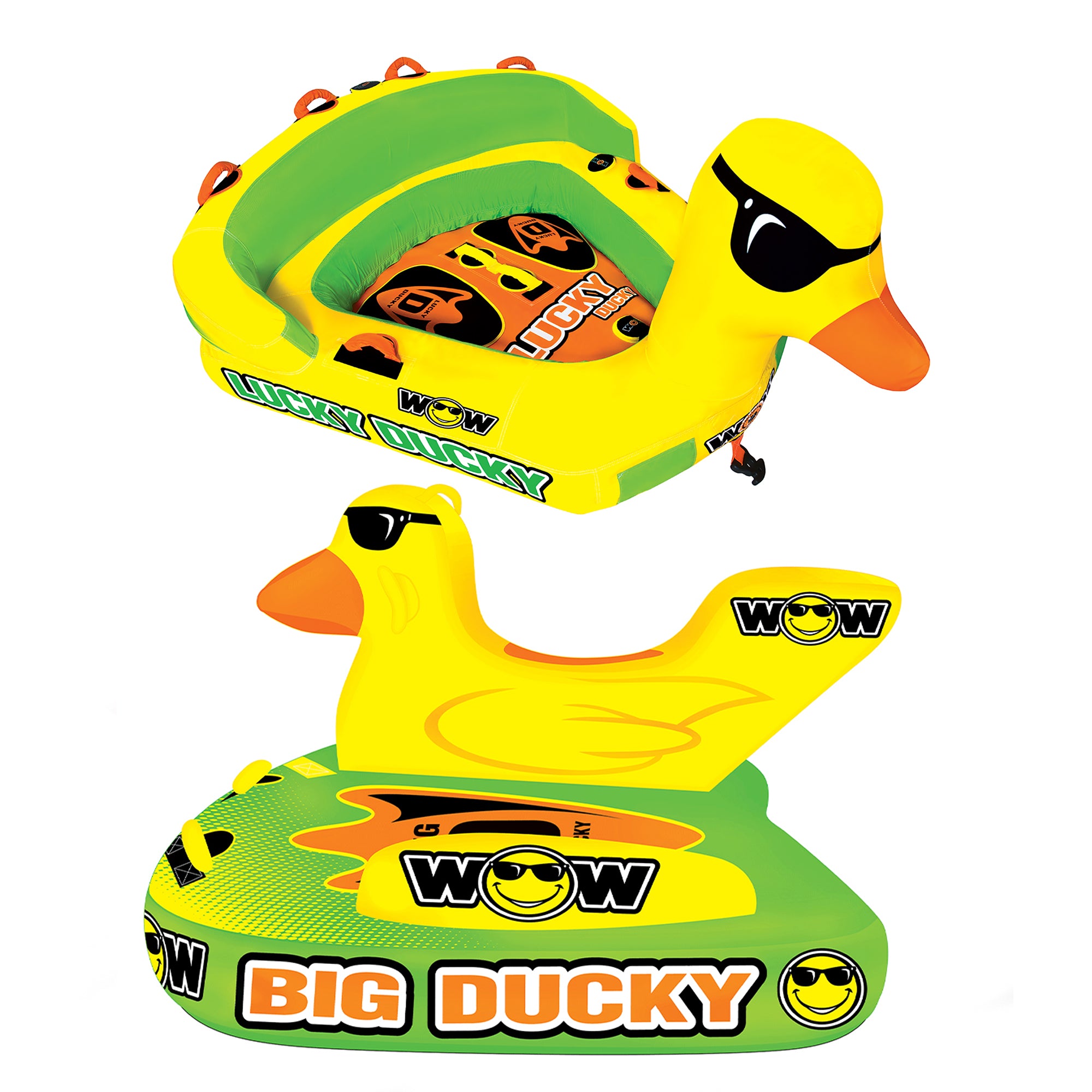 WOW Watersports Mega Ducky 2 Person Boating Tube and Big Ducky 3 Person Tube