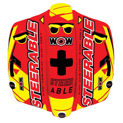 WOW Watersports Steerable 1-2 Person Towable Tube with Handles, Red (Open Box) - VMInnovations