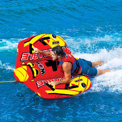 WOW Watersports Steerable 1-2 Person Towable Tube with Handles, Red (Open Box) - VMInnovations