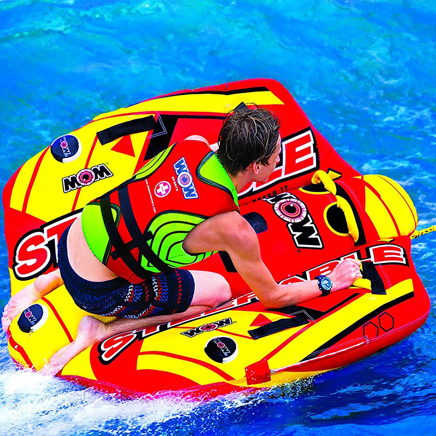 WOW Watersports Steerable 1-2 Person Towable Tube with Handles, Red (Open Box) - VMInnovations