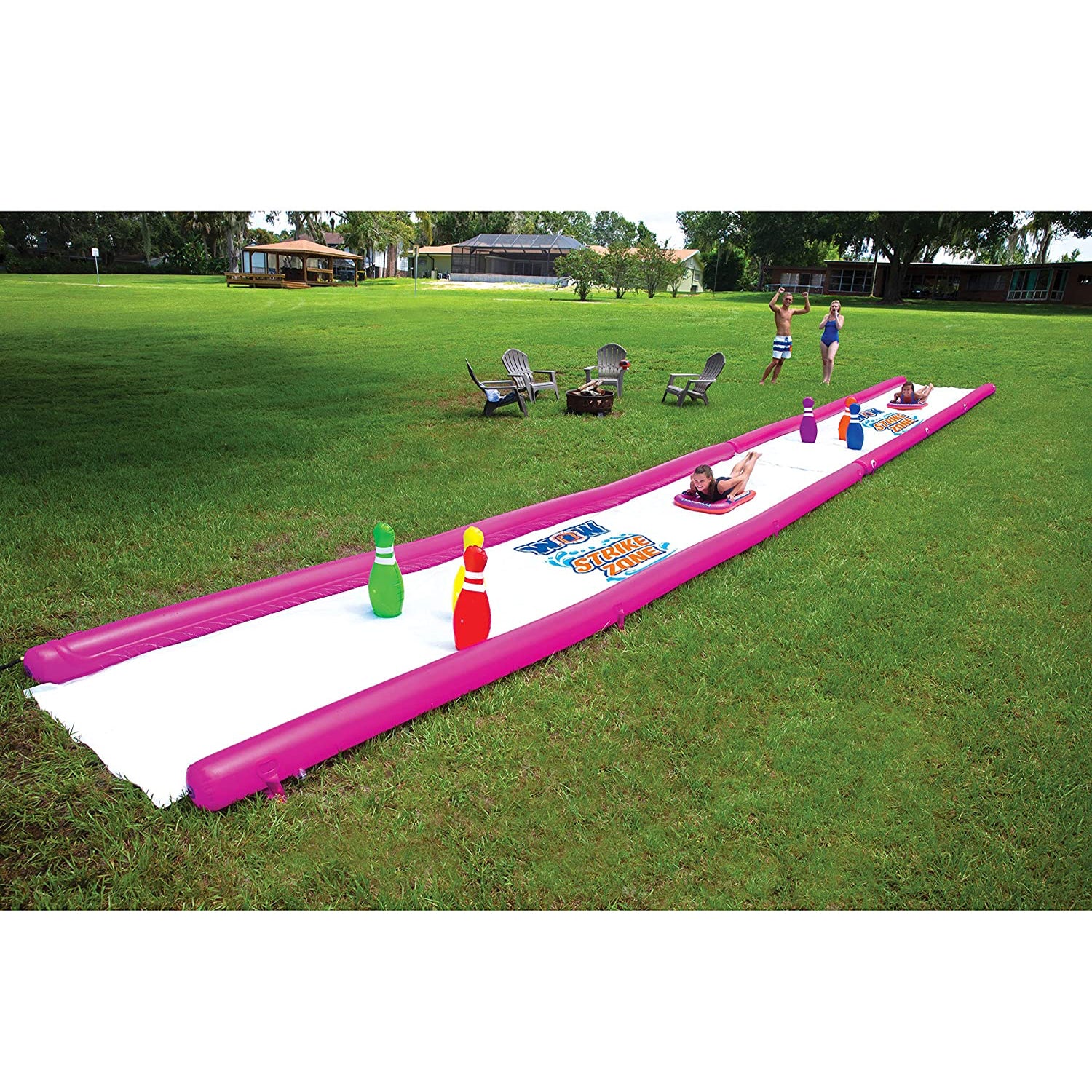 WOW Watersports Inflatable Strike Zone Outdoor Waterslide w/ Built In Sprinklers - VMInnovations