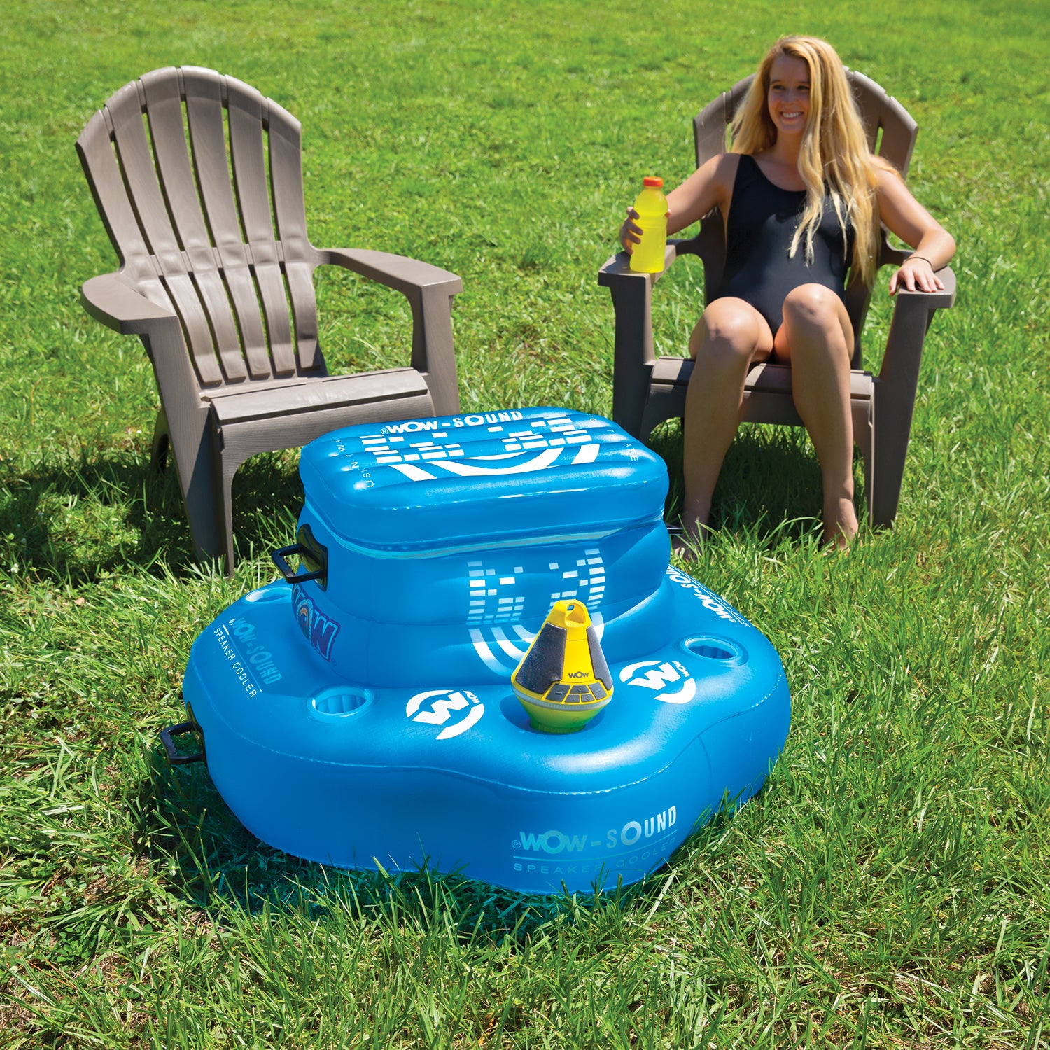 WOW Watersports Inflatable 30 Qt 30 Can Heavy Duty Floating Drink Cooler, Blue - VMInnovations