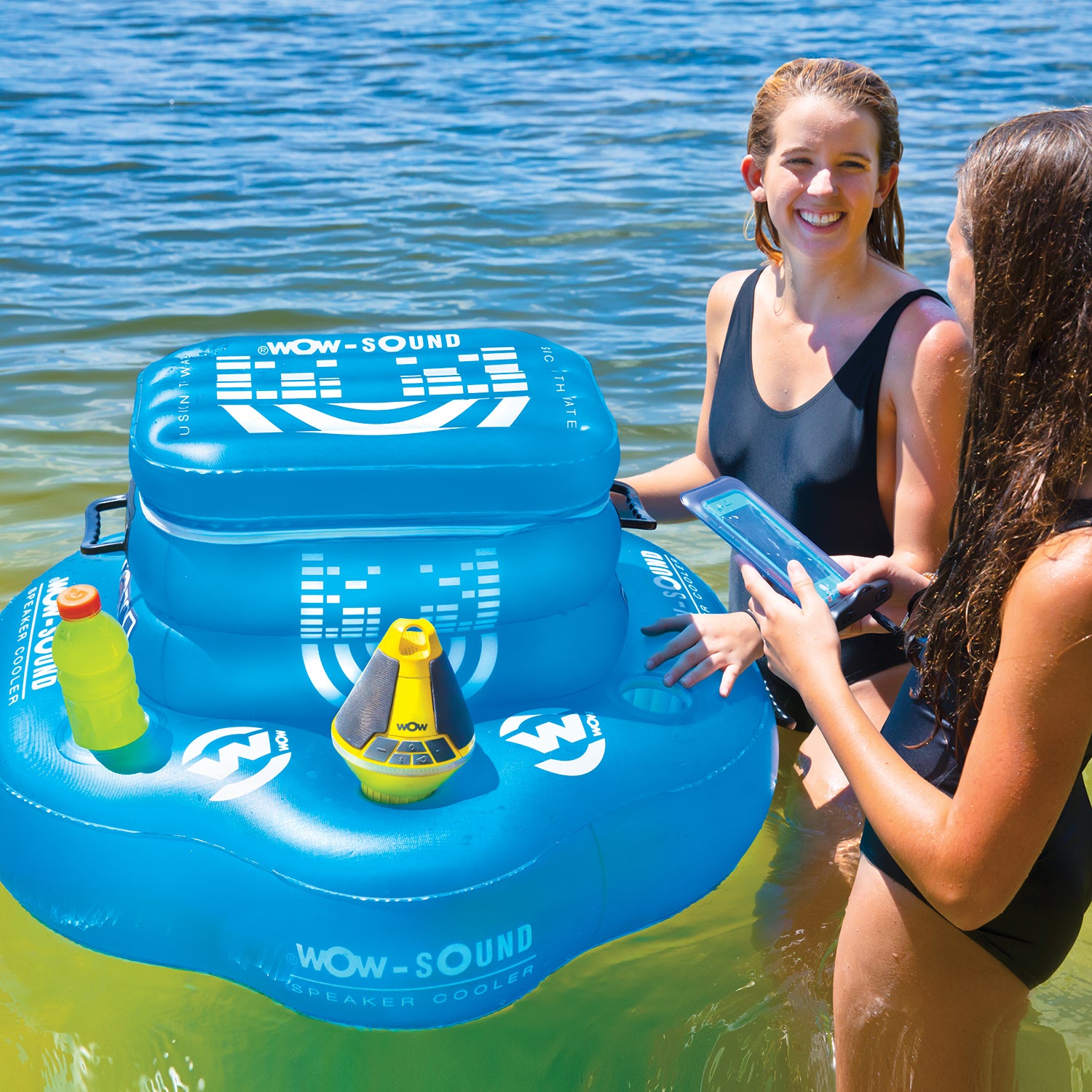WOW Watersports Inflatable 30 Qt 30 Can Heavy Duty Floating Drink Cooler, Blue - VMInnovations