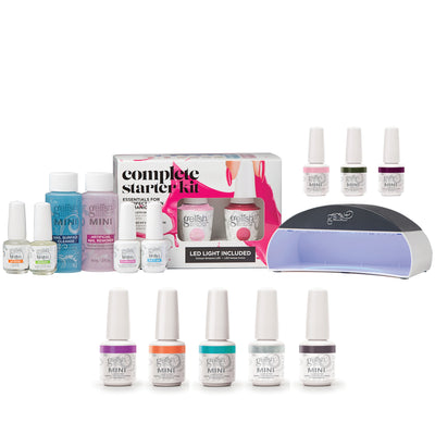 Gelish MINI Soak Off Gel Nail Polish Starter Kit with 10 Gel Colors & LED Light