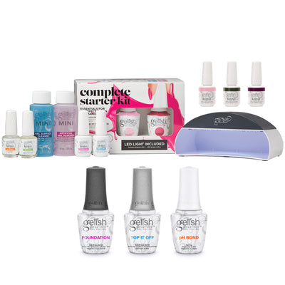 Gelish MINI Soak Off Gel Nail Polish Starter Kit, LED Light, Terrific Trio Set