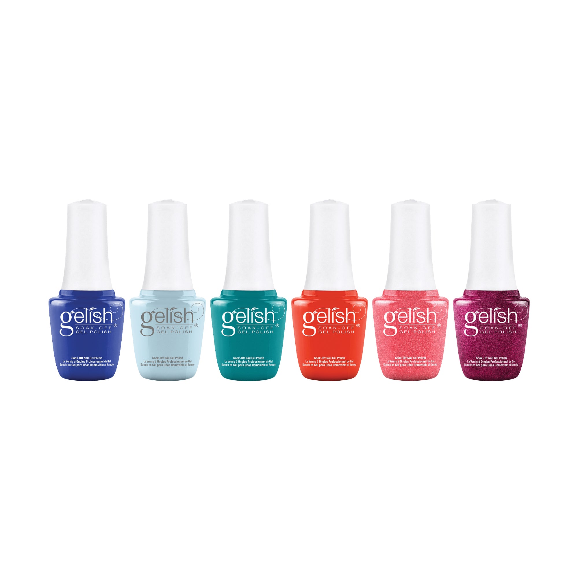 Gelish Makin' A Splash Summer Gel Polish, 6 Pack and 110 Count Medium Coffin Kit