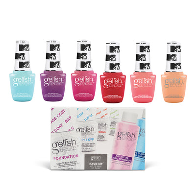 Gelish Summer MTV Collection 9 mL Soak Off Gel Nail Polish Set & Basix Care Kit - VMInnovations