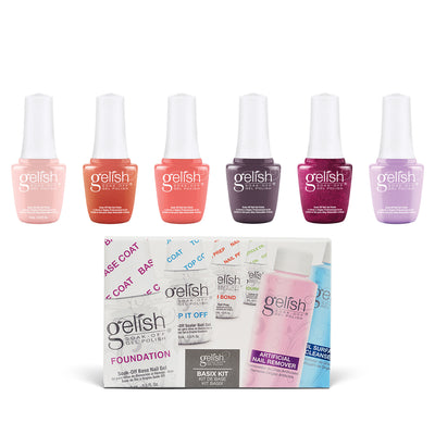 Gelish Sunrise 9 mL Soak Off Shimmering Gel Nail Polish Set & Basix Care Kit - VMInnovations