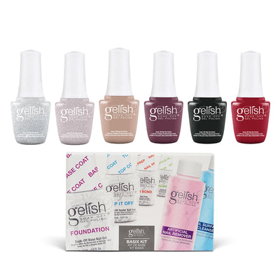 Gelish Winter Shake Up the Magic Soak Off Gel Nail Polish Set & Basix Care Kit