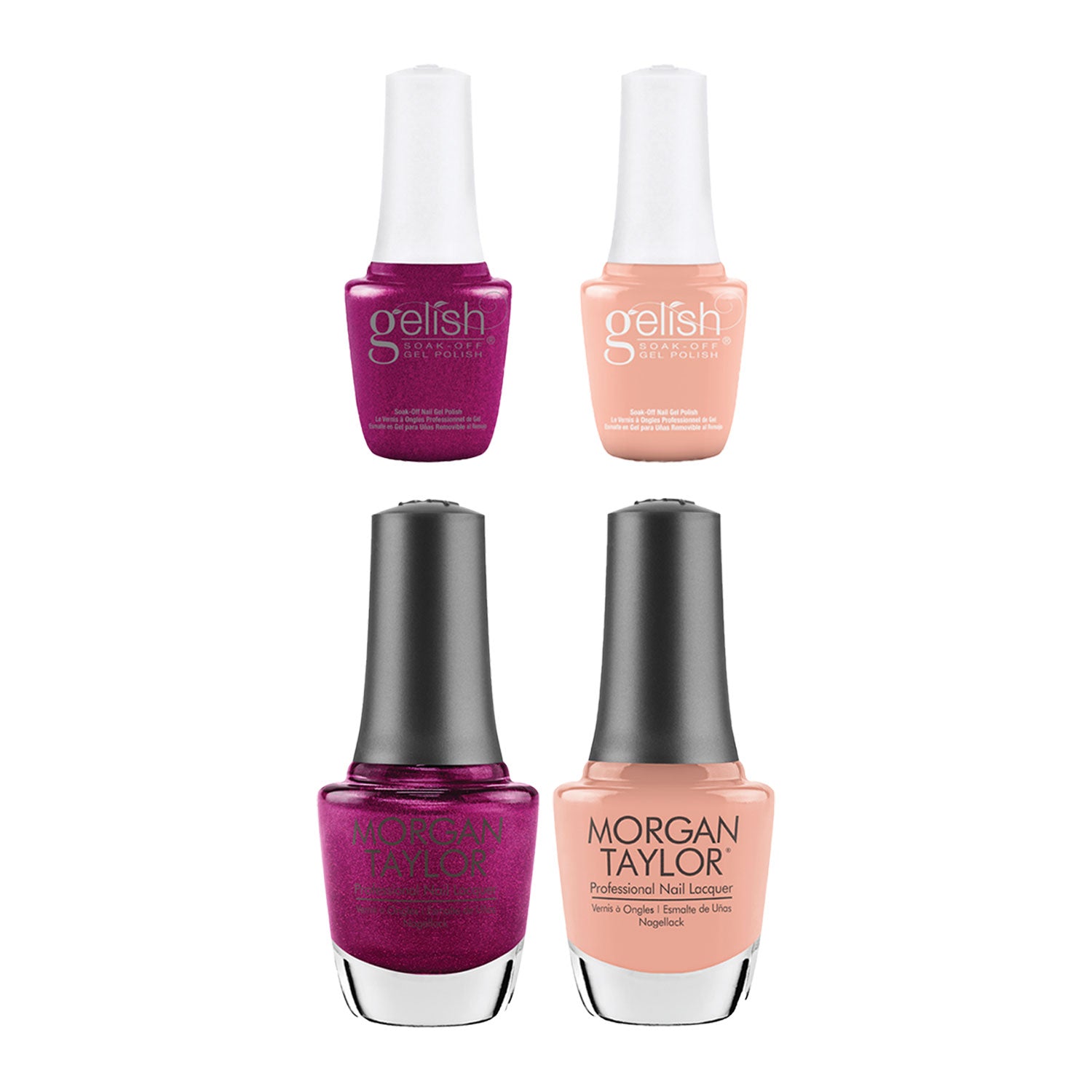 Gelish Mini & Morgan Taylor Feel the Vibes Gel Polish and Lacquer Set, 4 Pack - VMInnovations