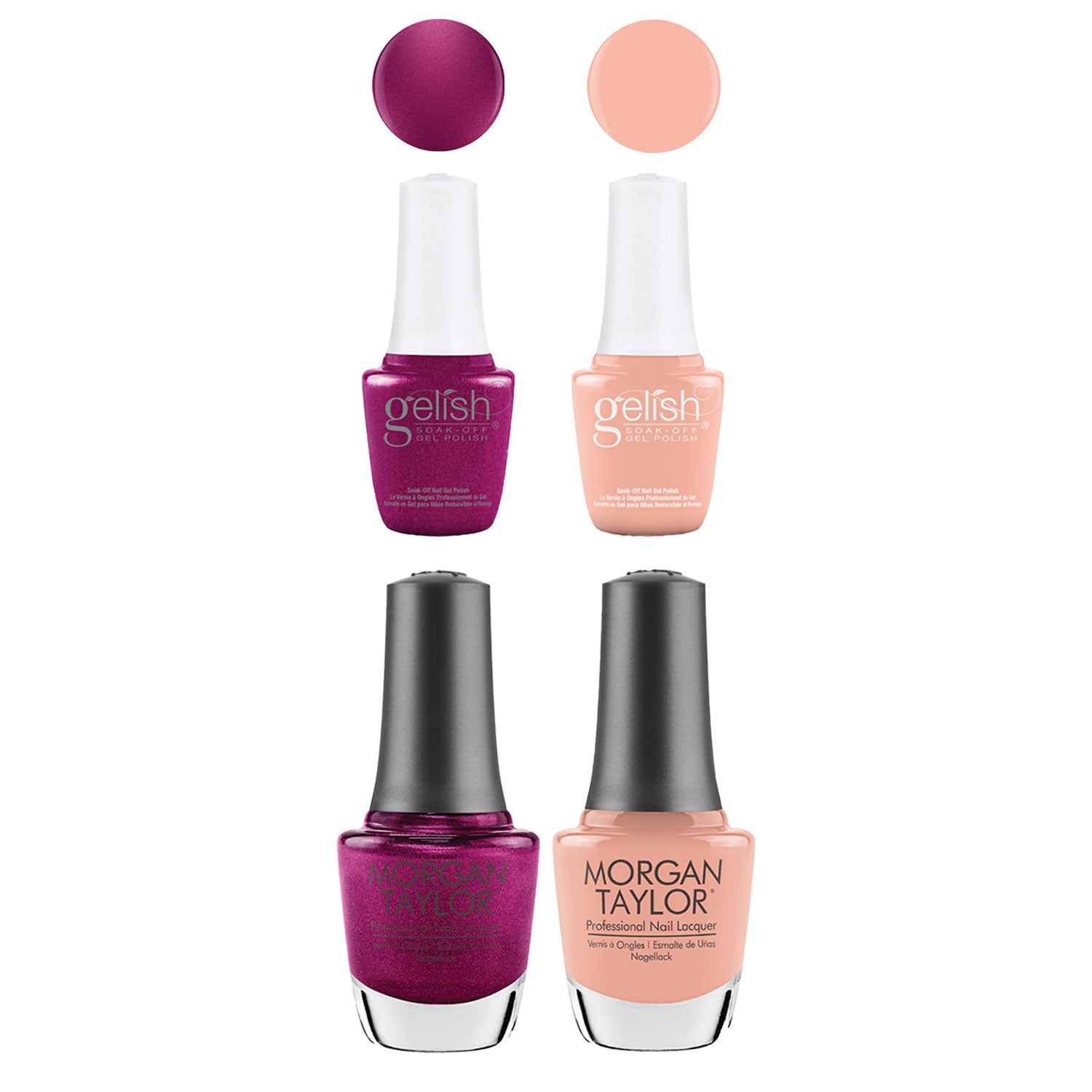 Gelish Mini & Morgan Taylor Feel the Vibes Gel Polish and Lacquer Set, 4 Pack - VMInnovations