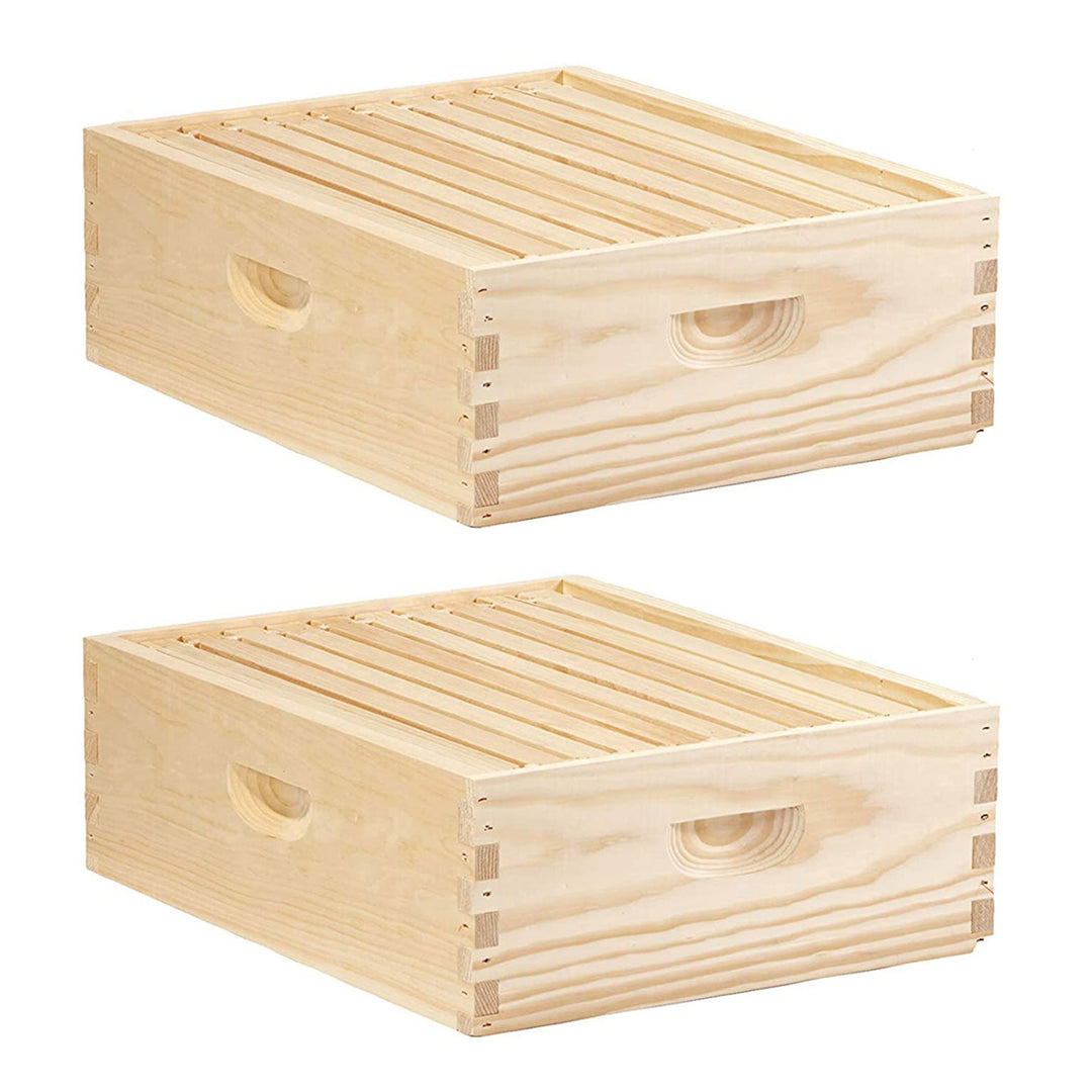 Little Giant 10 Frame Medium Honey Super Beehive Brood Body Wood Box (2 Pack)