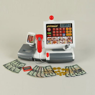 Theo Klein Wooden Supermarket Playset & Grocery Store Cash Register w/ Currency