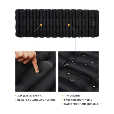 KingCamp 74.8 x 24.8 Inch Outdoor Waterproof Inflatable Sleeping Pad, Black - VMInnovations