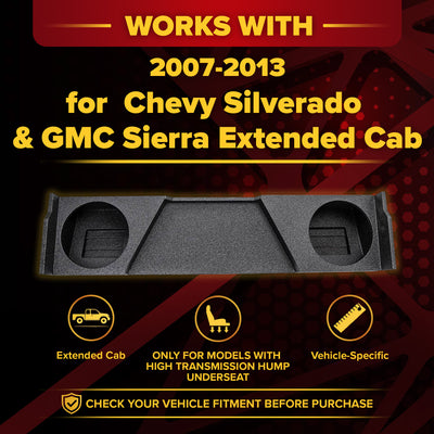 QPower Dual 12" Sub Box for Chevy Silverado XCab, GMC Sierra XCab 07-13, Q-Bomb - VMInnovations